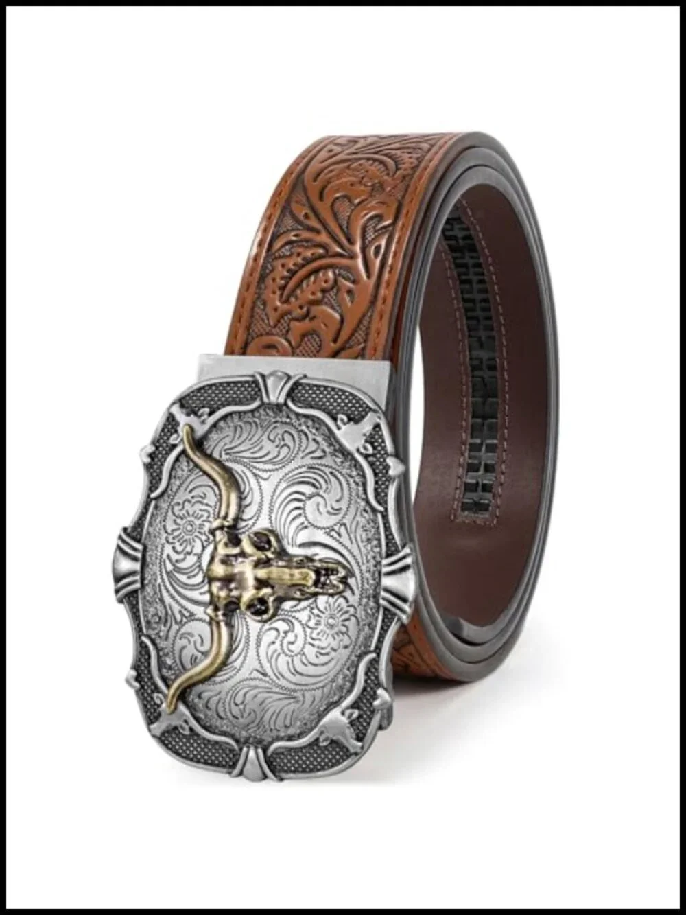 Western Ratchet Belt Leather One-Hand Adjust Cowboy